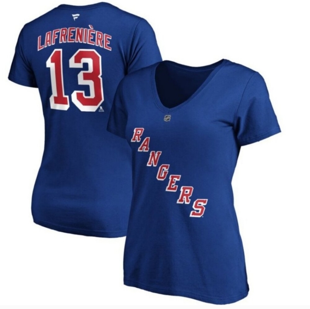 Lafreniere New York Rangers Fanatics Authentic Stack Name & Number V-Neck